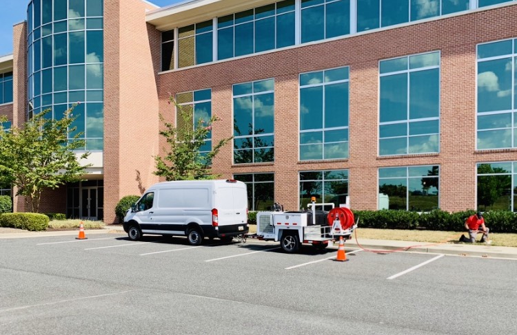 Commercial drain cleaning being performed in New Castle County, DE